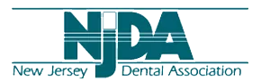 The image shows a logo with the acronym NDA in bold letters against a blue background, with the text New Jersey Dental Association below it.