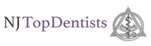 The image shows a logo with the text  NJTOPDENTISTS  and a graphic of a triquetra, which is often associated with Freemasonry.